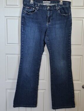 Vintage 2004 Tommy Hilfiger Low Rise Flare Jeans 12 Long Y2K Dark Wash